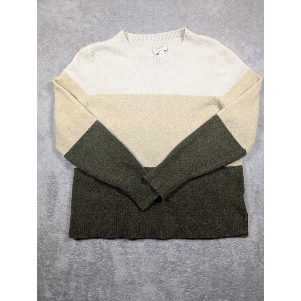 J Crew Extra Soft Sweater Womens Large Striped Wool Academia Minimalist Mature